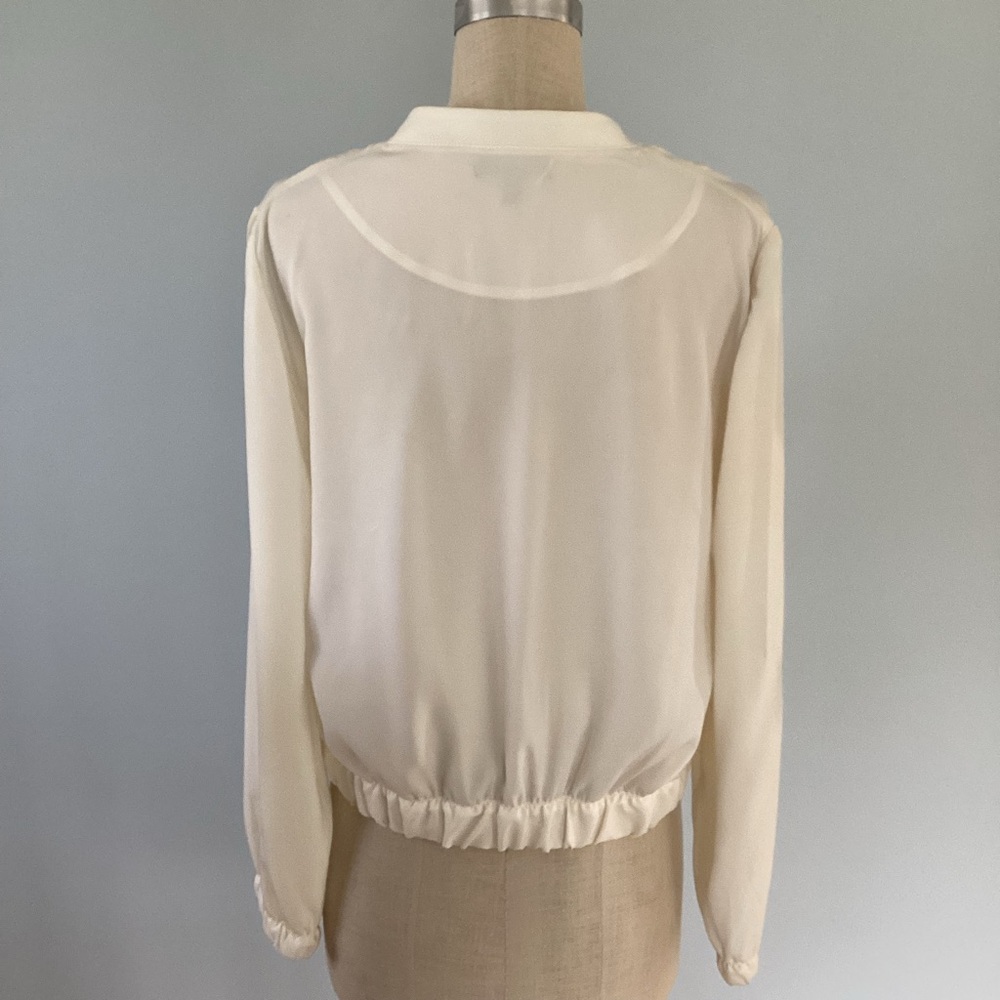 Express Ivory Cream Bomber Zip Up Jacket Size Small - Picture 3 of 12
